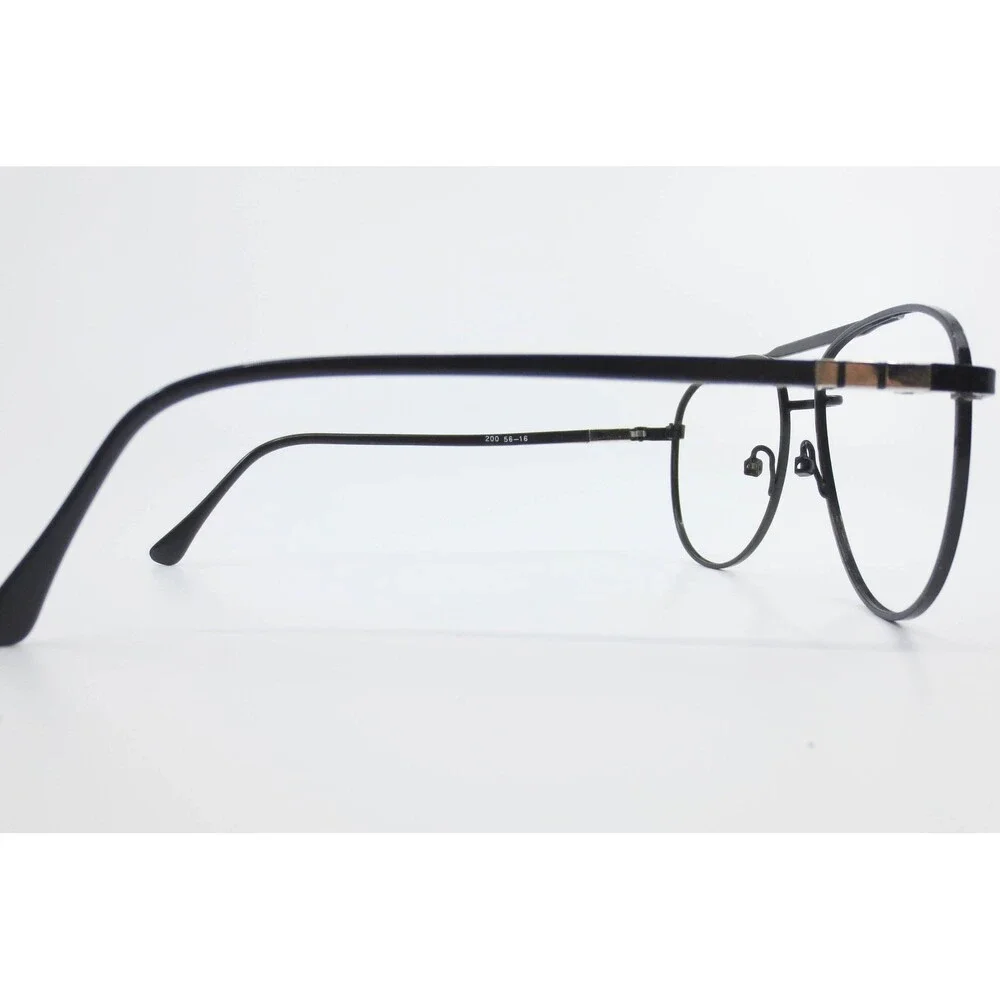 Vintage Black Aviator Metal Eyeglass Frames 200 56-16 Double Bridge 18 KGP